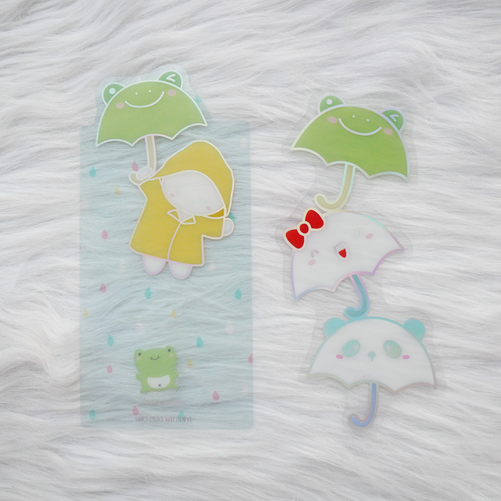 Hobo Washi Cards : Spring Shower // Holo Silver Foil (Jumbo - Set of 2)