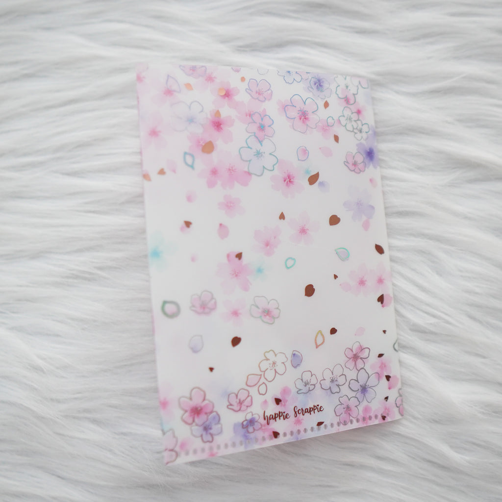 Hobo Weeks Sticker Folder : Cherry Blossom Storage Folder (Holo Silver x Rose Gold Foiled)