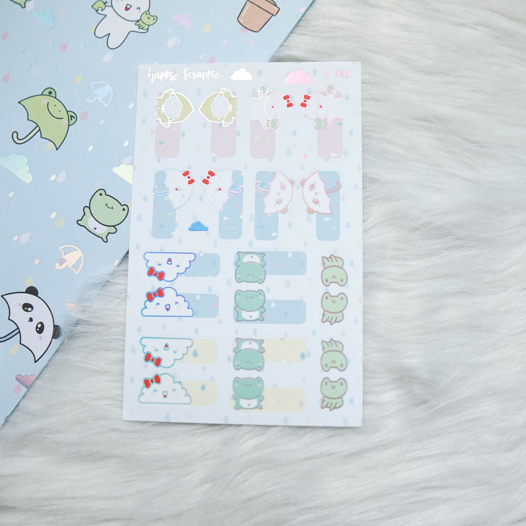 Planner Stickers : Spring Shower  // Foiled Tabs (B393)