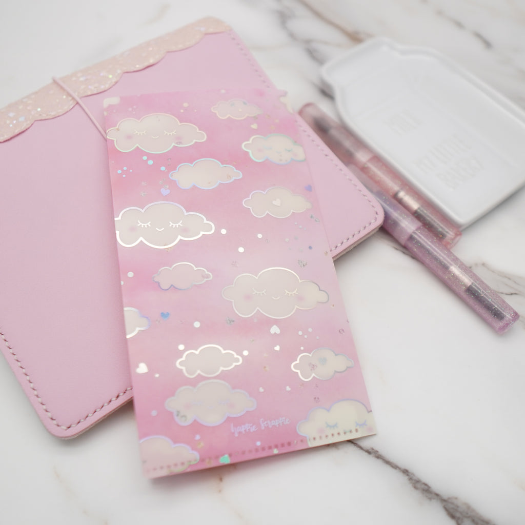 Hobo Weeks Sticker Folder : Pink Sleepy Cloud Storage Folder (Holo Silver Foiled)