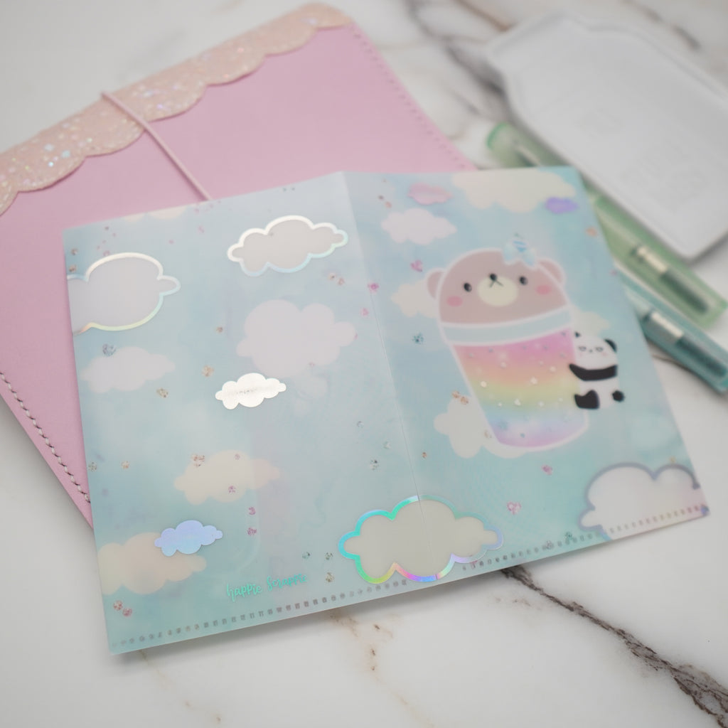 Regular Sticker Folder : Positivi-TEA (Boba Bear) Storage Folder (Holo Silver Foiled)