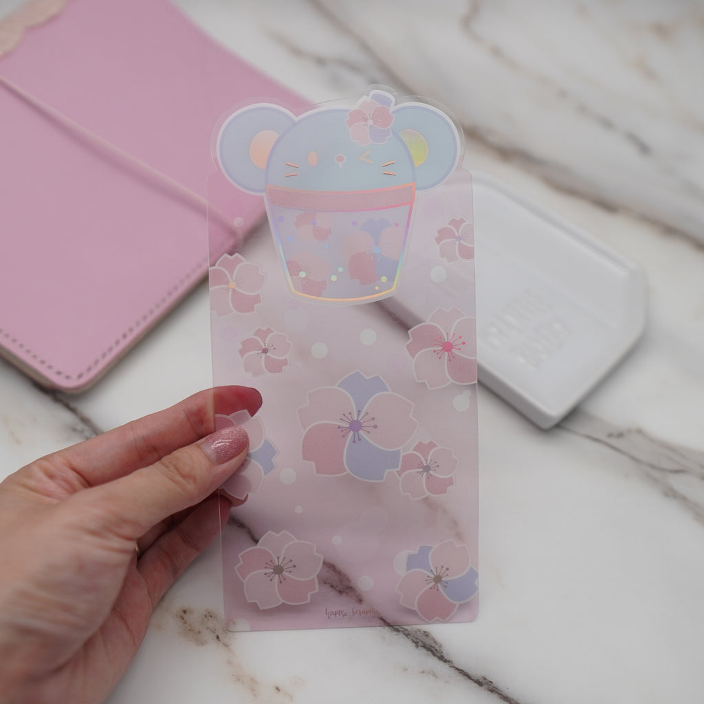 Hobo Washi Cards : Cherry Blossom 2 // Holo Pink Foil (Jumbo）