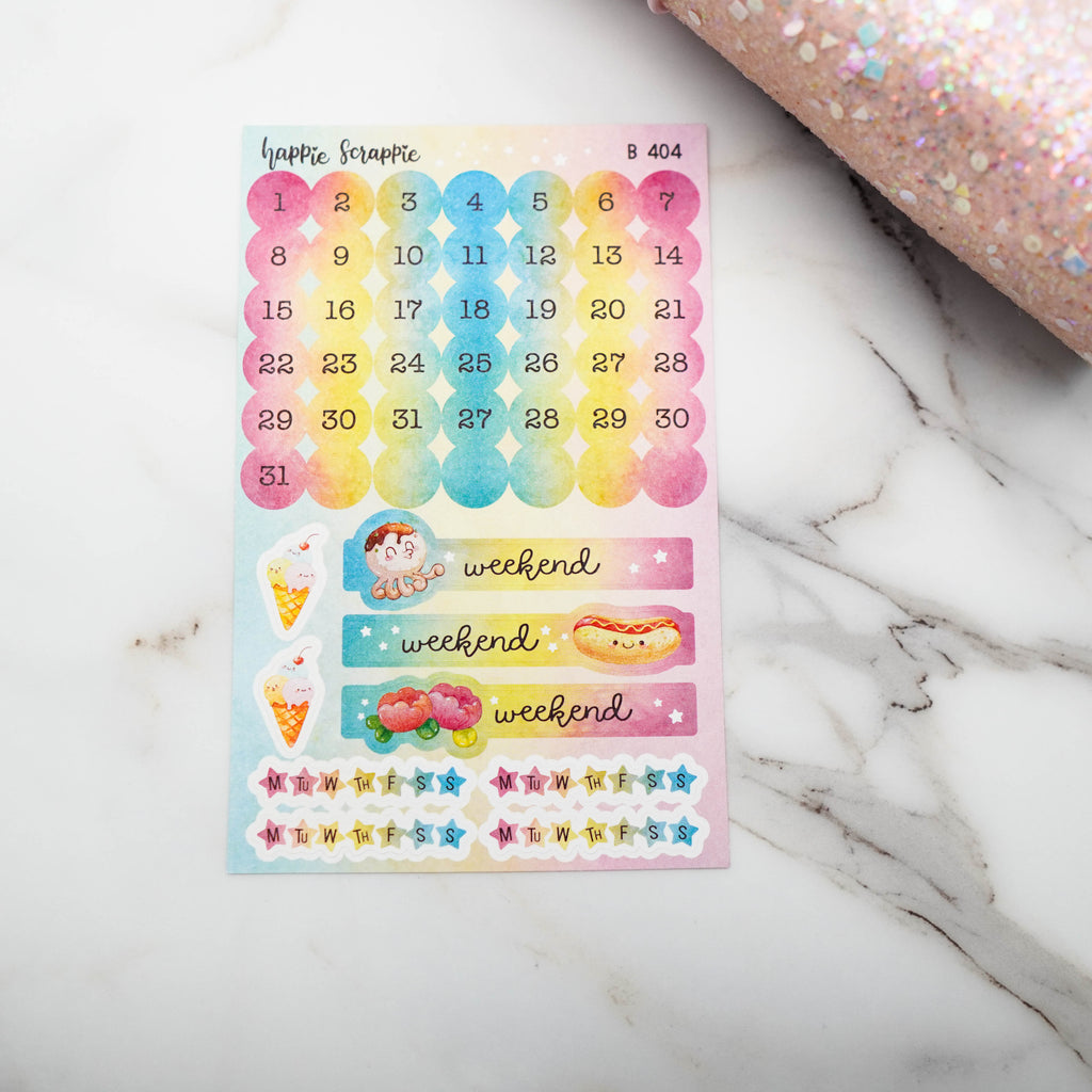 Planner Stickers : Foodie's Delight //  Date Numbers (B404)  // Glitter Overlay (Collab with Molly)