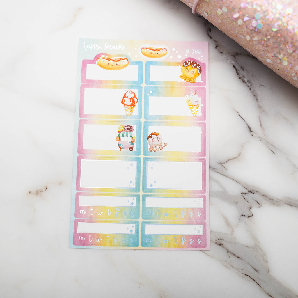 Planner Stickers : Foodie's Delight //  Half Boxes & Habit Tracker (B398)  // Holo Silver Foiled (Collab with Molly)
