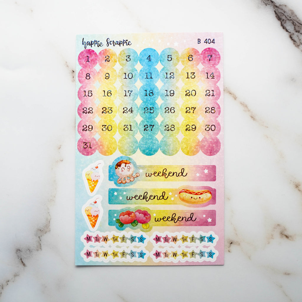 Planner Stickers : Foodie's Delight //  Date Numbers (B404)  // Glitter Overlay (Collab with Molly)