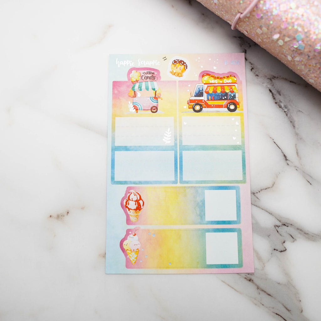 Planner Stickers : Foodie's Delight //  Foldable Boxes & Notes (B400)  // Holo Silver Foiled (Collab with Molly)