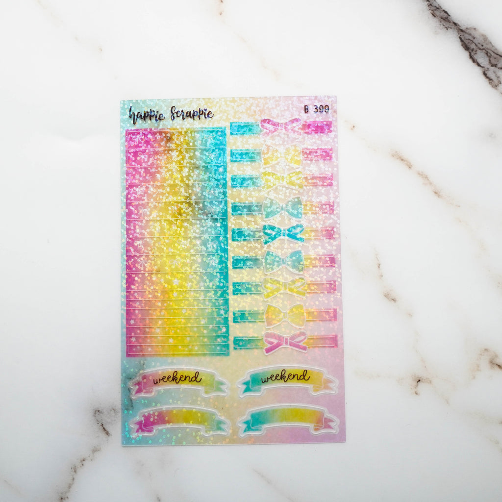 Planner Stickers : Foodie's Delight  // Semi-Transparent Glitter Header (B399)
