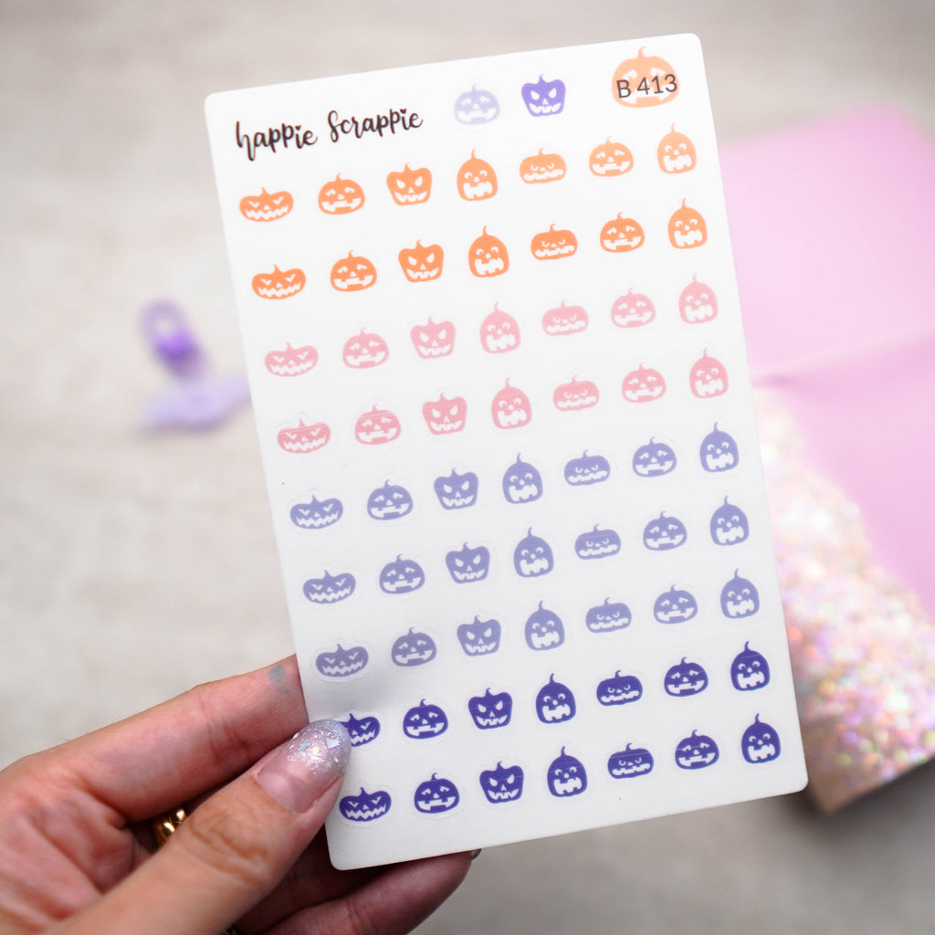 Clear Stickers : Happie Halloween // Tiny Pumpkins (B413)