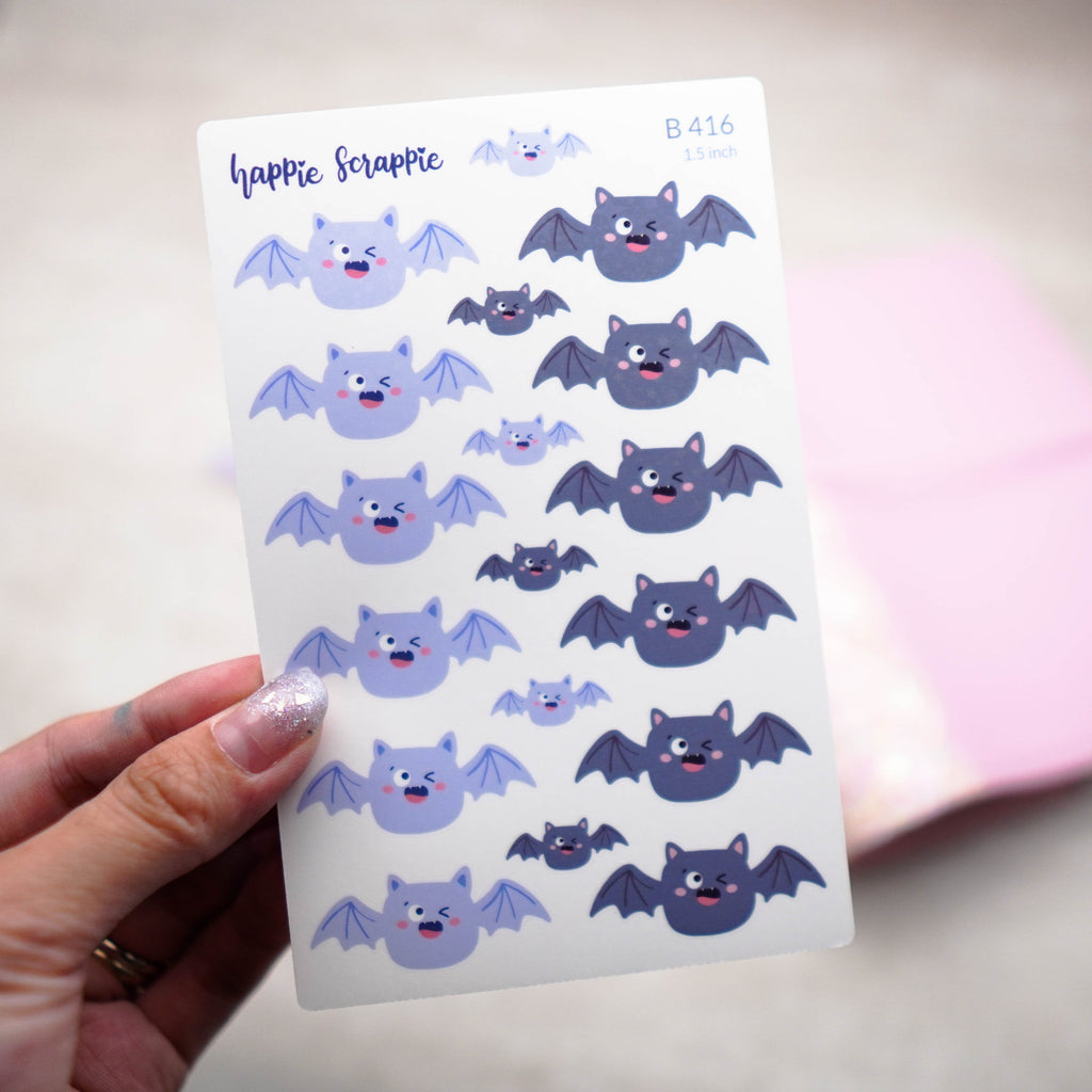 Planner Stickers : Happie Halloween // Bat Headers - 1.5inch (B416)