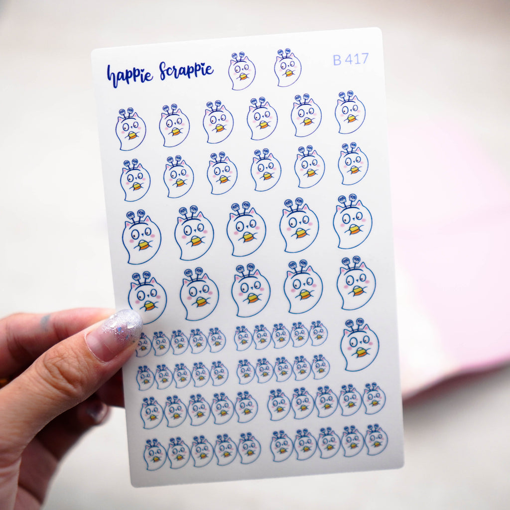 Planner Stickers : Happie Halloween // Kitty with Skull Headband (B417)