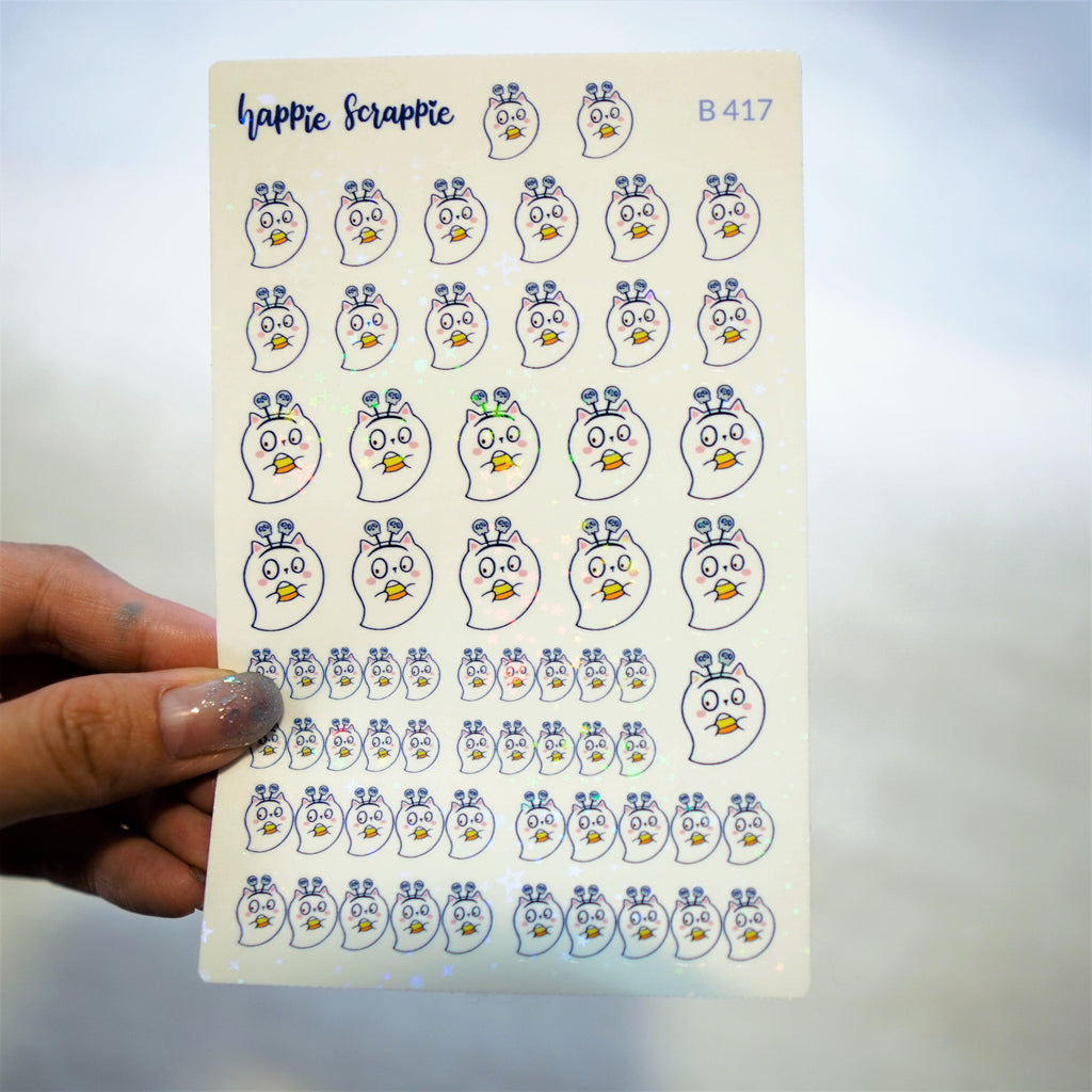 Planner Stickers : Happie Halloween // Kitty with Skull Headband (B417)