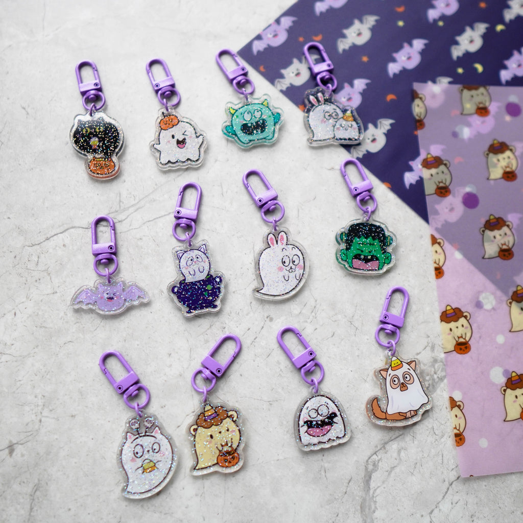 Acrylic Charms : Happie Halloween (Glitter) // Set of 12