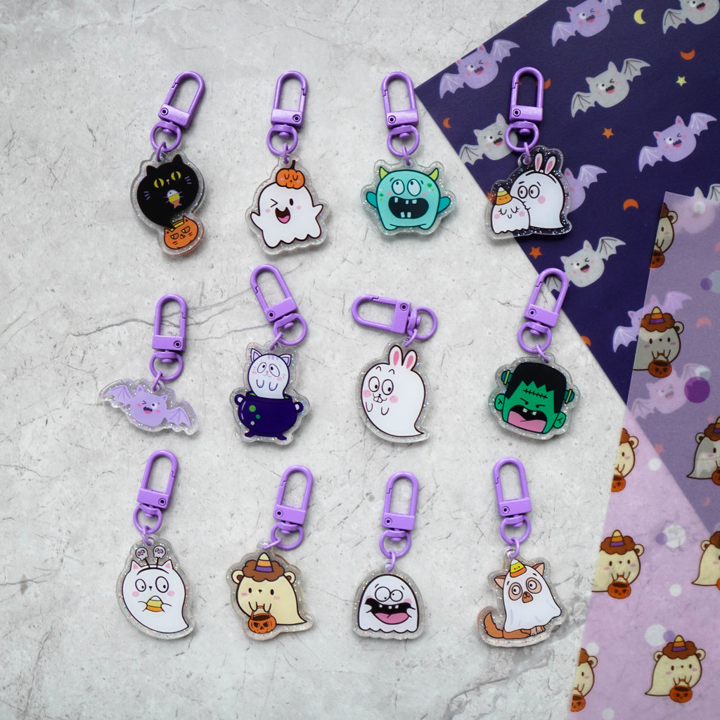 Acrylic Charms : Happie Halloween (Glitter) // Set of 12