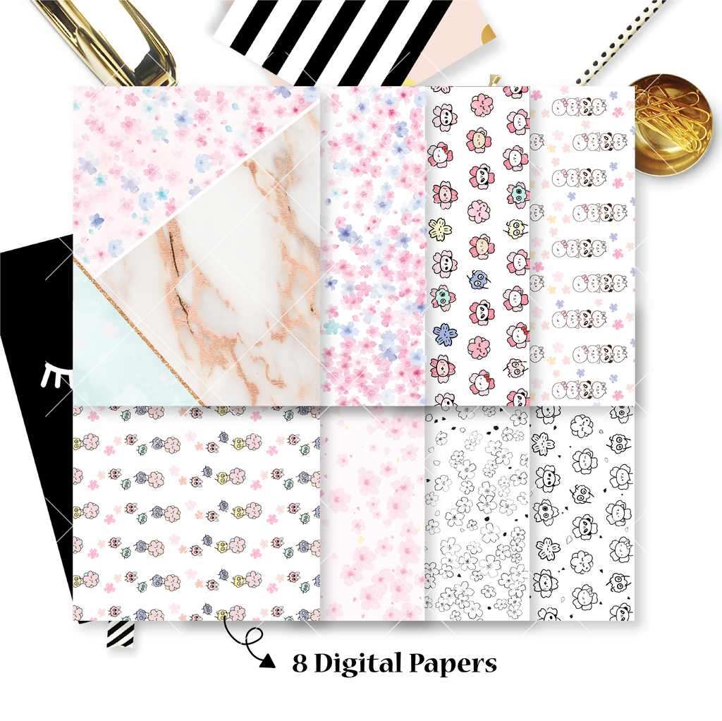 DIGITAL PAPERS - No Physical Product : Cherry Blossom Themed Digital Papers