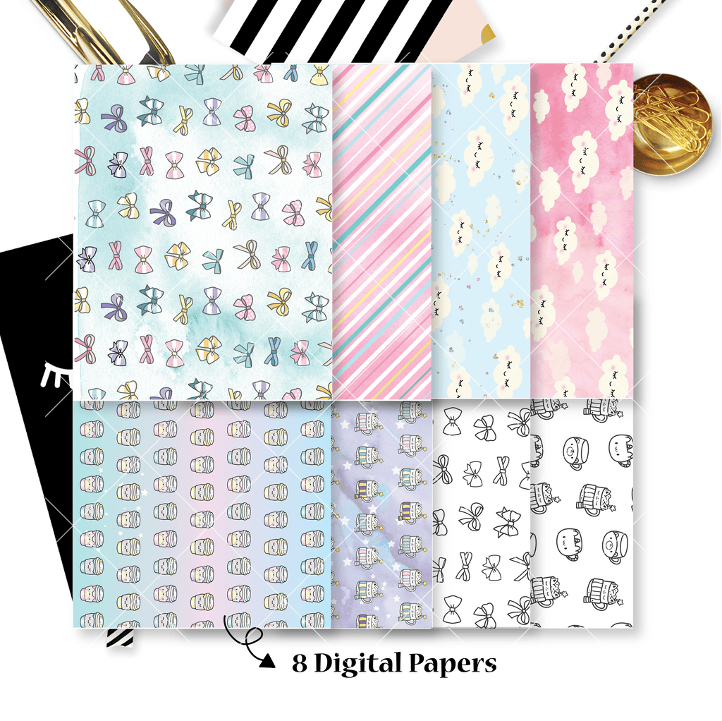 DIGITAL PAPERS - No Physical Product : Hug In A Mug Themed Digital Papers