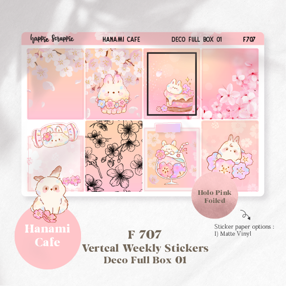 Vertical Weekly Sticker : Hanami Cafe // Buy-All-Bundle (WITH FOIL) (F707 - F714)