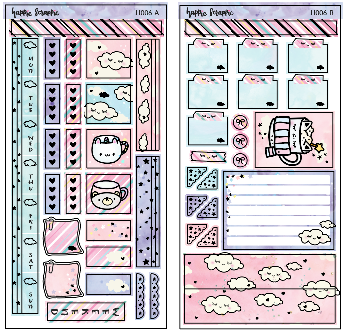 Hobonichi Weeks Sticker Kit - Hugs In A Mug // H006 - Foiled Stickers