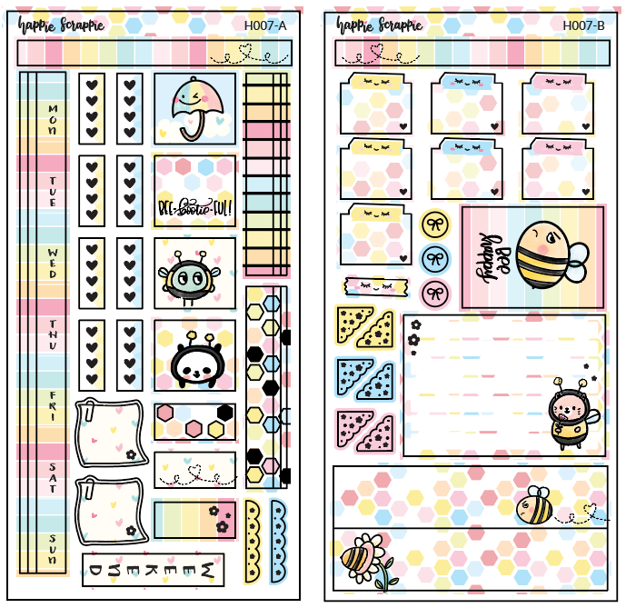 Hobonichi Weeks Sticker Kit - Grumpy Bee // H007 - Foiled Stickers