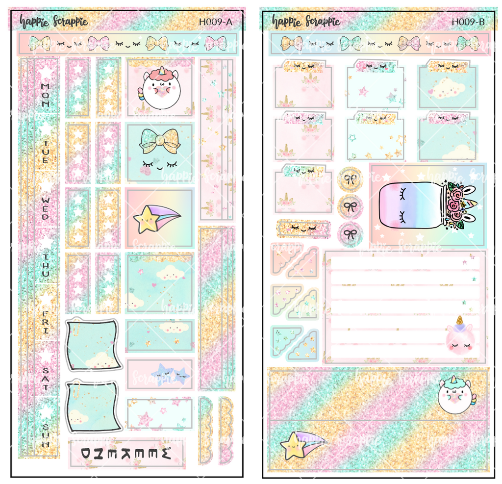 Hobonichi Weeks Sticker Kit - Chubby Unicorn // H009