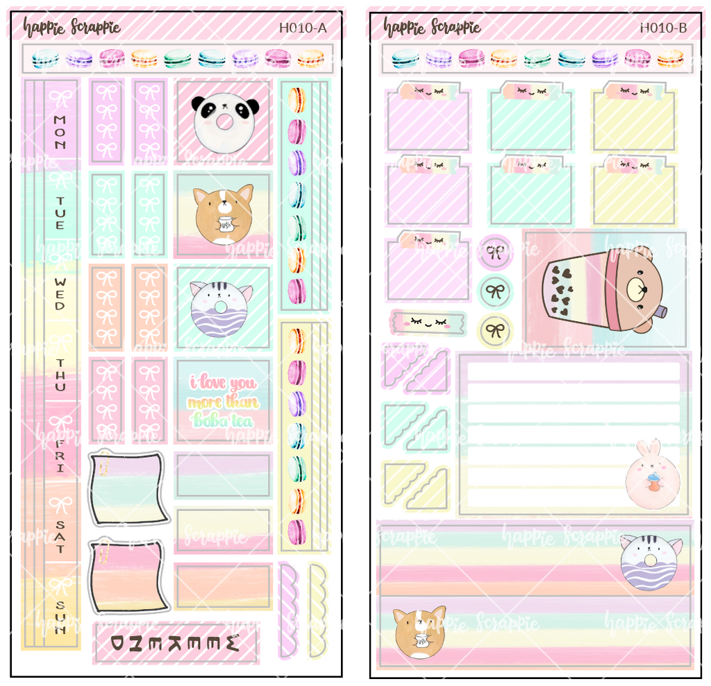 Hobonichi Weeks Sticker Kit - Sweet Boba Tea & Donuts // H010