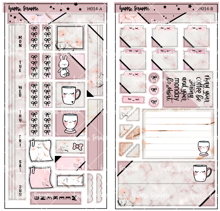 Hobonichi Weeks Sticker Kit - Marble Cup // H014 - Foiled Stickers