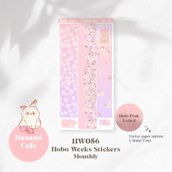 Hobo Weeks Sticker : Hanami Cafe // Holo Pink Foiled (HW049 - HW056)
