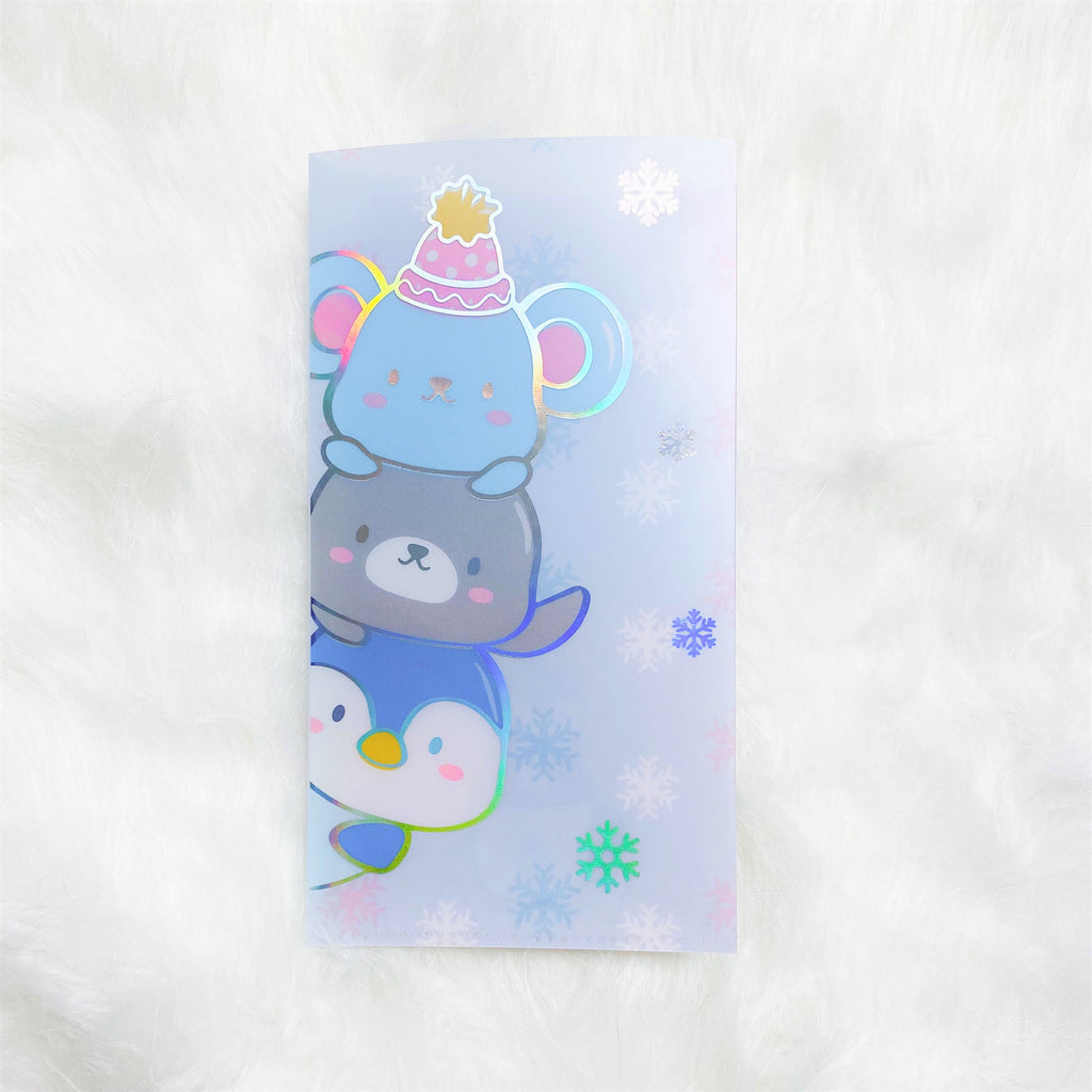 Hobo Weeks Sticker Folder : Cozy Winter Animals Storage Folder (Holo Silver Foiled)