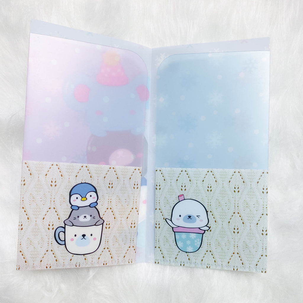 Hobo Weeks Sticker Folder : Cozy Winter Animals Storage Folder (Holo Silver Foiled)