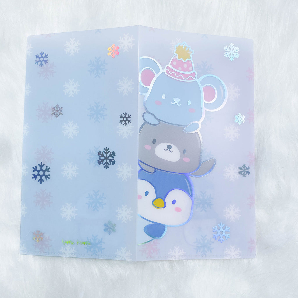 Hobo Weeks Sticker Folder : Cozy Winter Animals Storage Folder (Holo Silver Foiled)