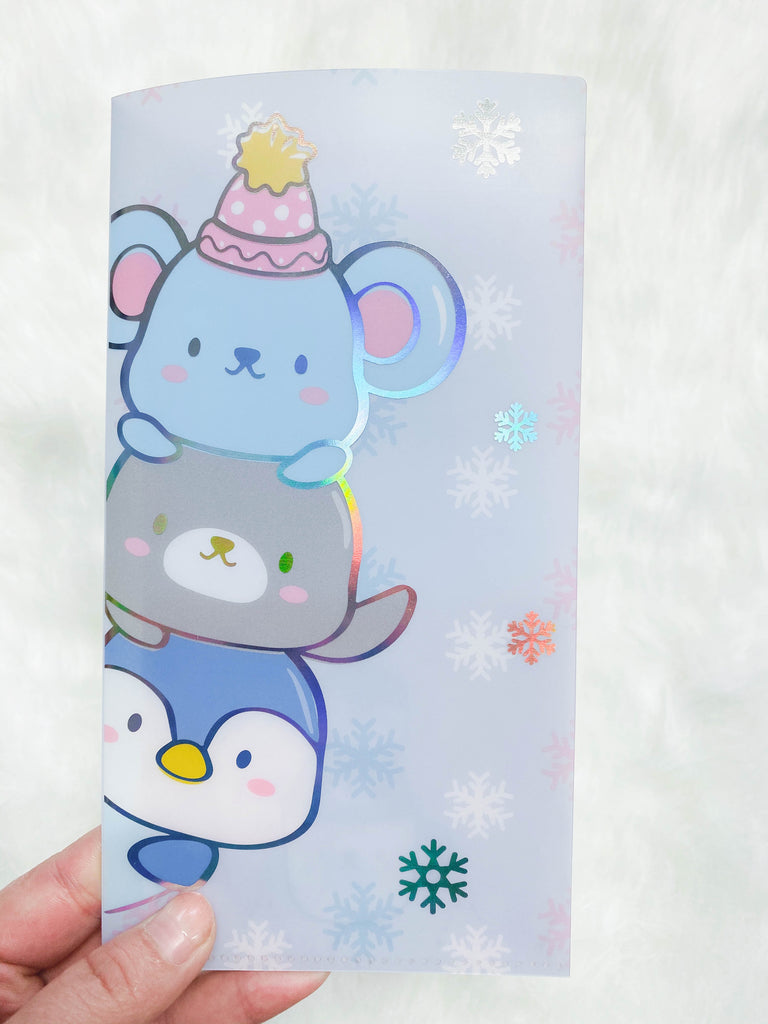 Hobo Weeks Sticker Folder : Cozy Winter Animals Storage Folder (Holo Silver Foiled)