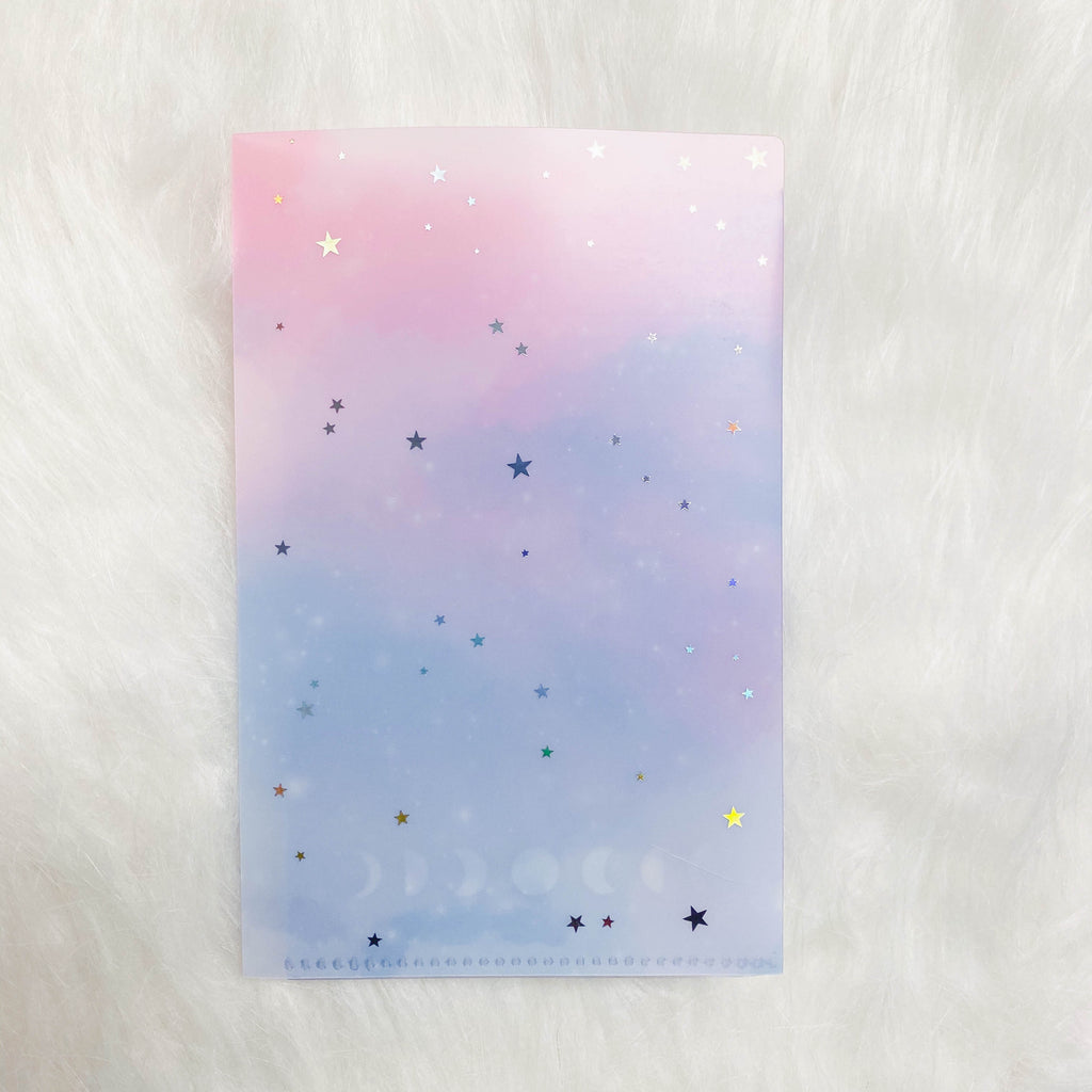 Regular Sticker Folder : Moon & Stars Storage Folder (Holo Silver Foiled)