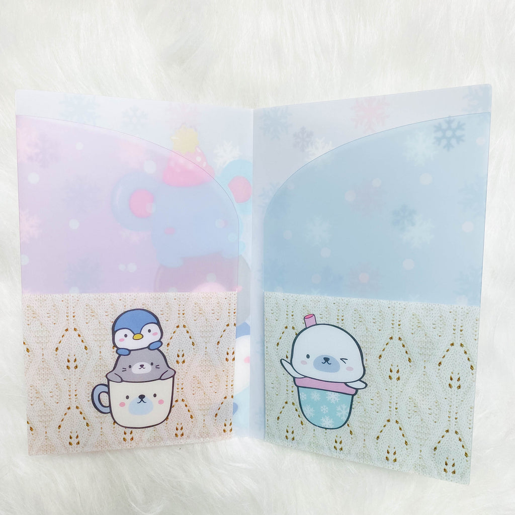 Regular Sticker Folder : Cozy Winter Animals Storage Folder (Holo Silver Foiled)