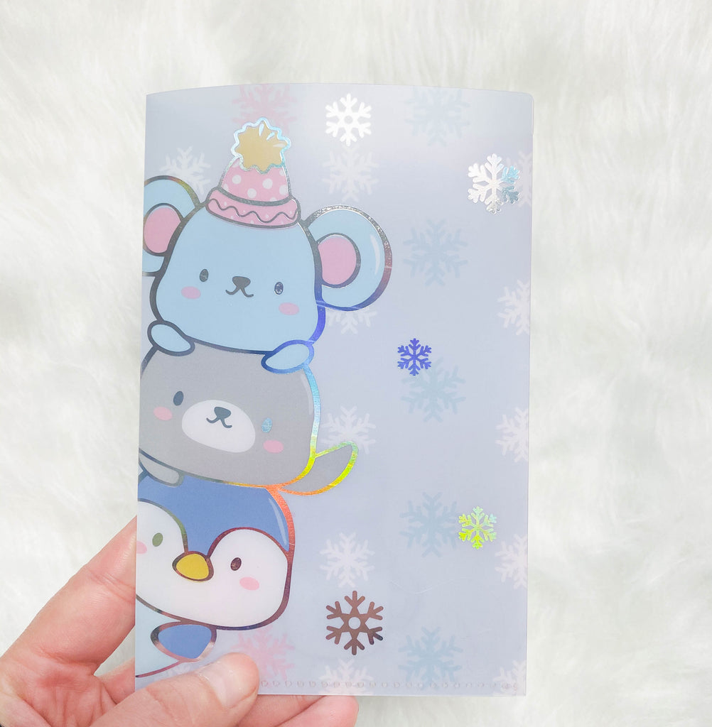 Regular Sticker Folder : Cozy Winter Animals Storage Folder (Holo Silver Foiled)