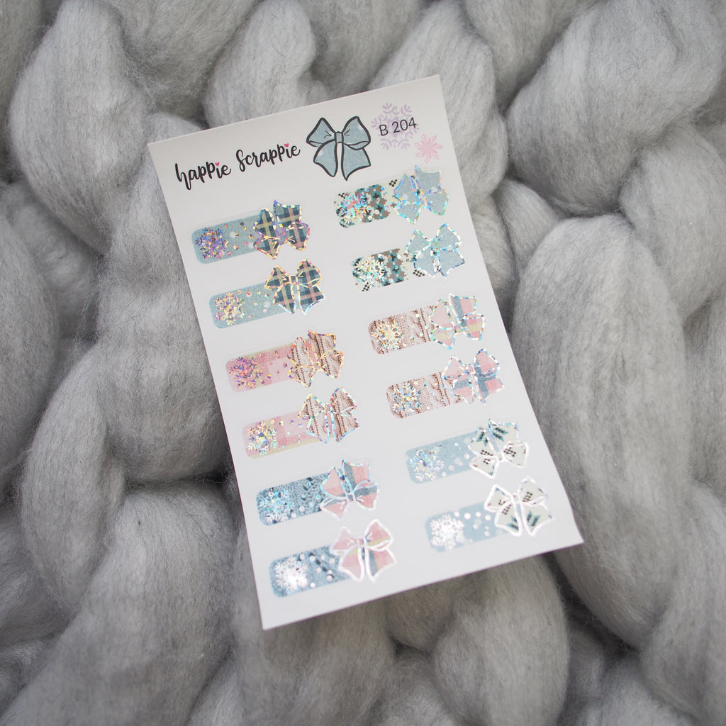 Planner Stickers : Bundle Up - Holo Glitter Foiled Bow Tabs (B204)