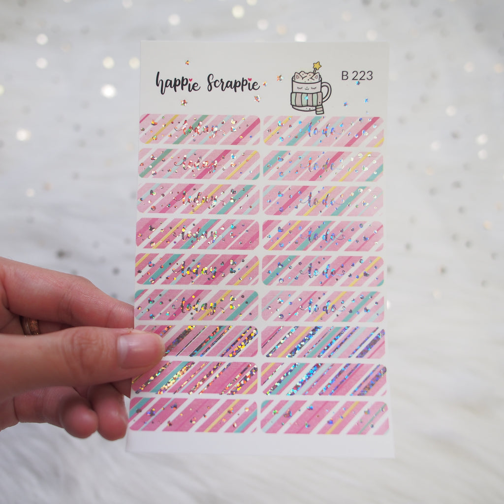 Planner Stickers : Hug In A Mug - Holo Glitter Foiled Header (B223)