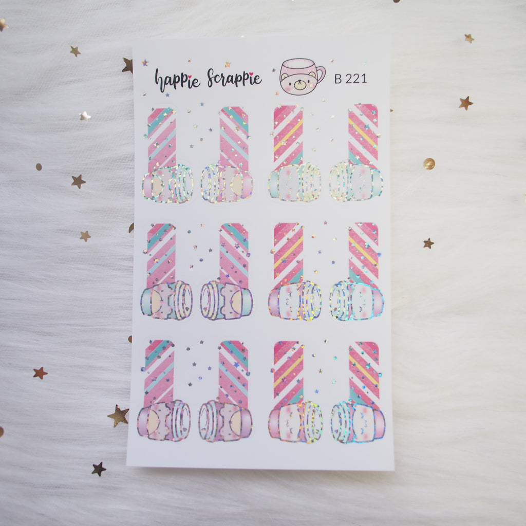 Planner Stickers : Hug In A Mug - Holo Glitter Foiled Tumbler Tabs (B221)