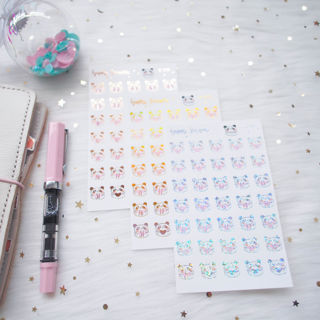 Planner Stickers : You Are Just My Type - Foiled Panda Macaron Date Dots (B230)