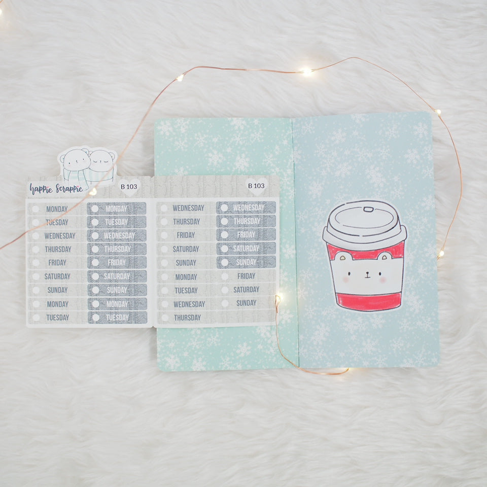 Travel Notebook (TN-Personal) -  Cozy Bear (Vertical Weekly) + Date Covers - Collabs with Annie Plans Printables