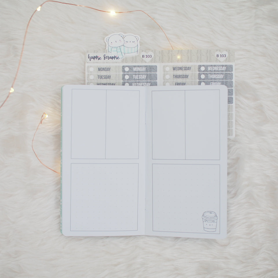 Travel Notebook (TN-Personal) -  Cozy Bear (Vertical Weekly) + Date Covers - Collabs with Annie Plans Printables