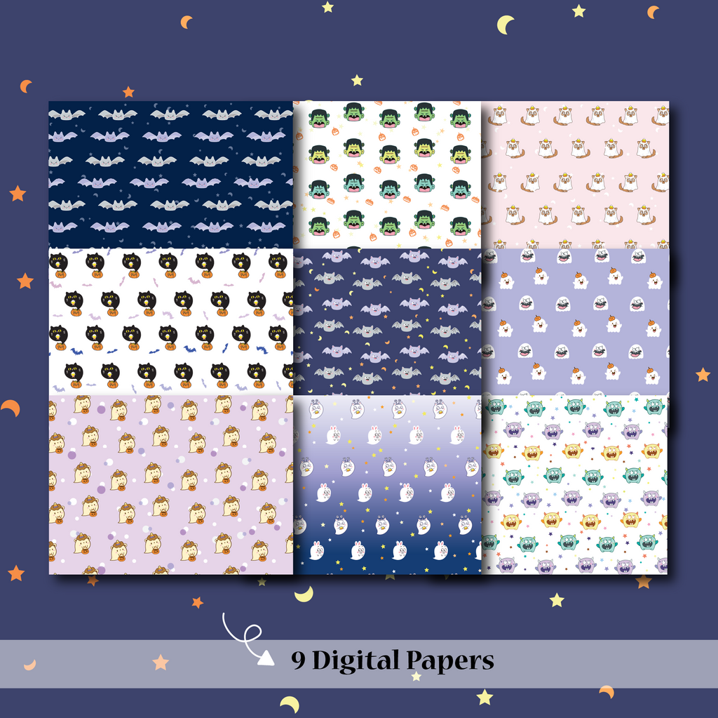 DIGITAL PAPERS - No Physical Product : Happie Halloween Themed Digital Papers