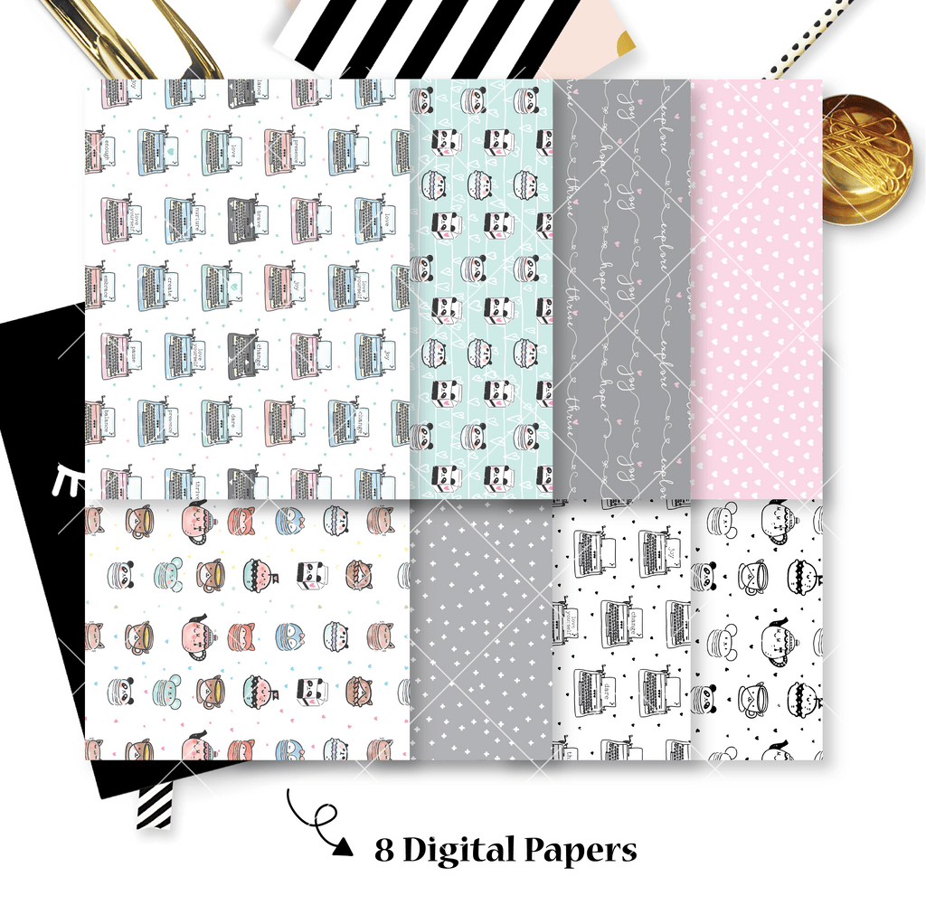 DIGITAL PAPERS - No Physical Product : You Are Just My Type Themed Digital Papers