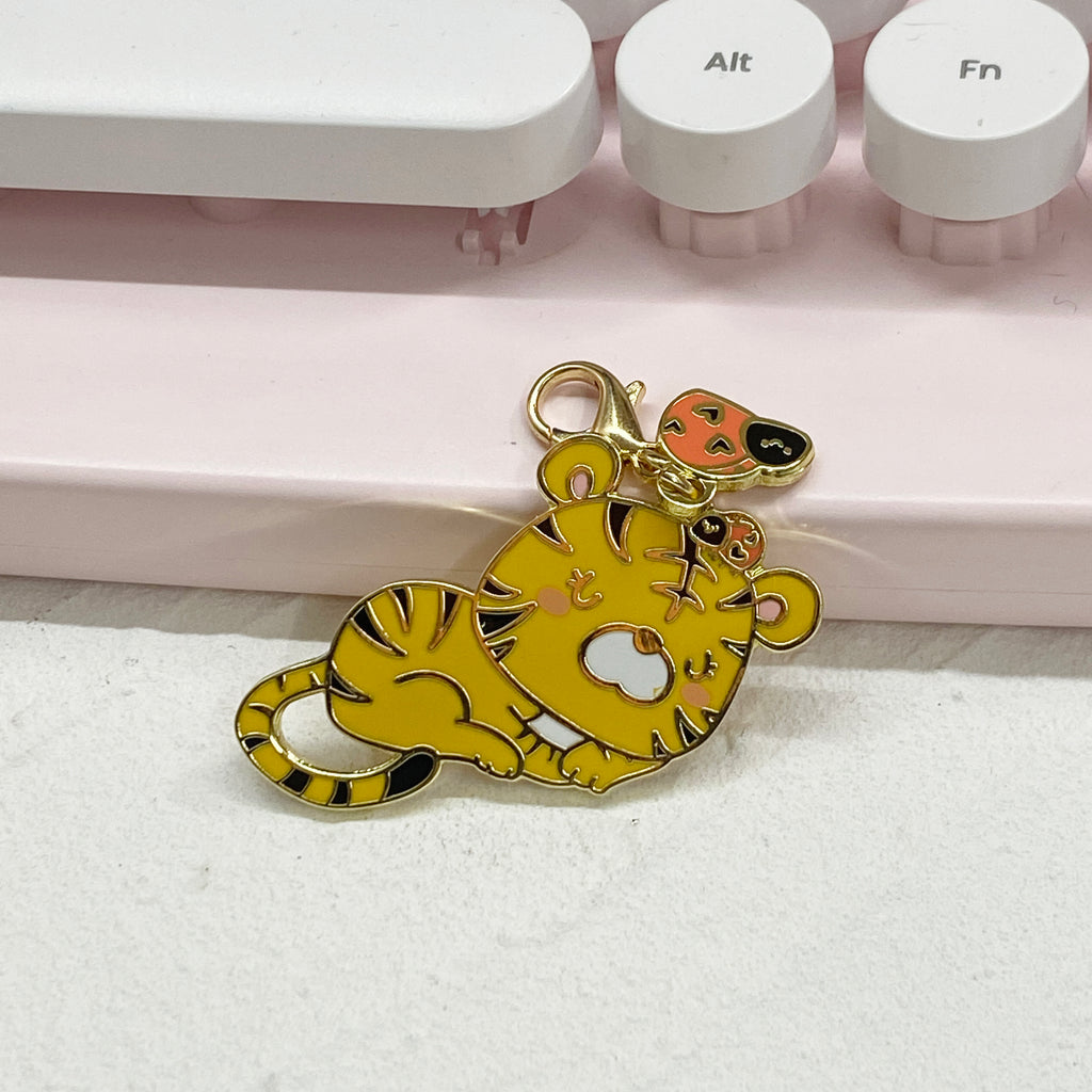 Dangling Charm :  Sleeping Tiger (With Tiny Ladybug)