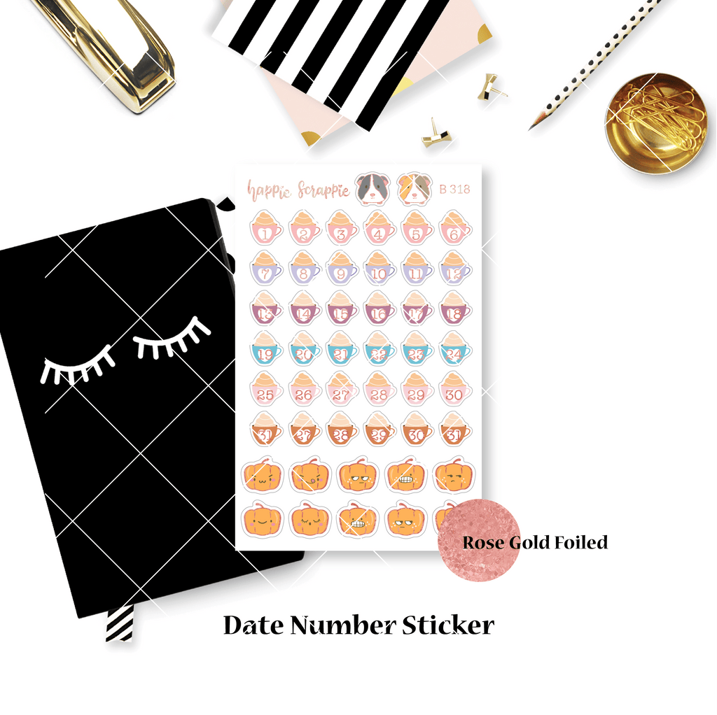 Planner Stickers : Warm & Fuzzy //  Foiled Date Dots (B318)