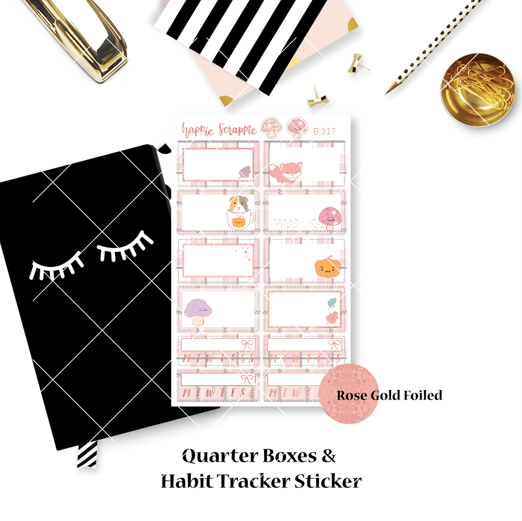 Planner Stickers : Warm & Fuzzy // Foiled Half Boxes (B317)