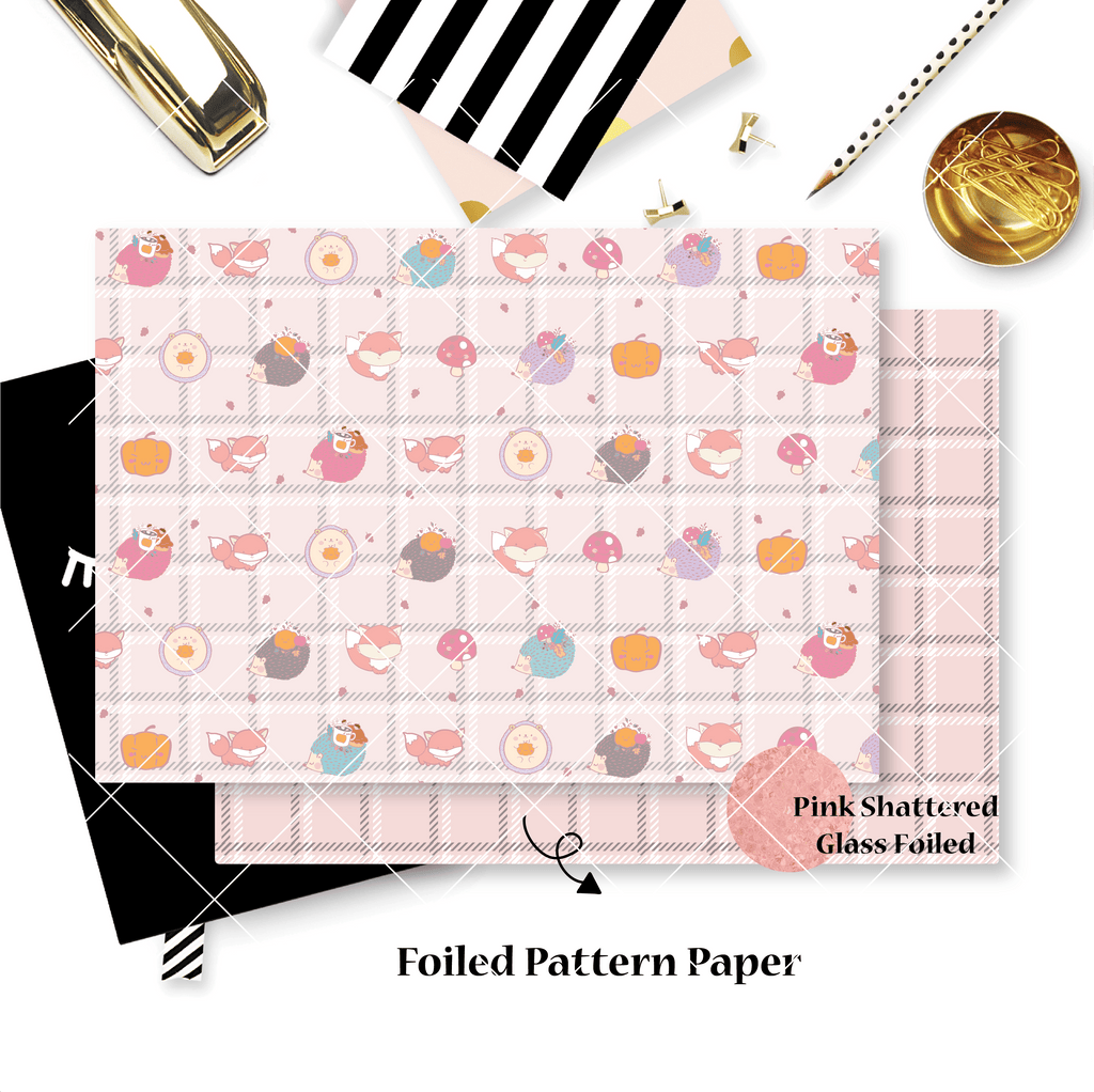 Pattern Papers : Pink Shattered Glass Foiled // Warm & Fuzzy (Set of 4)