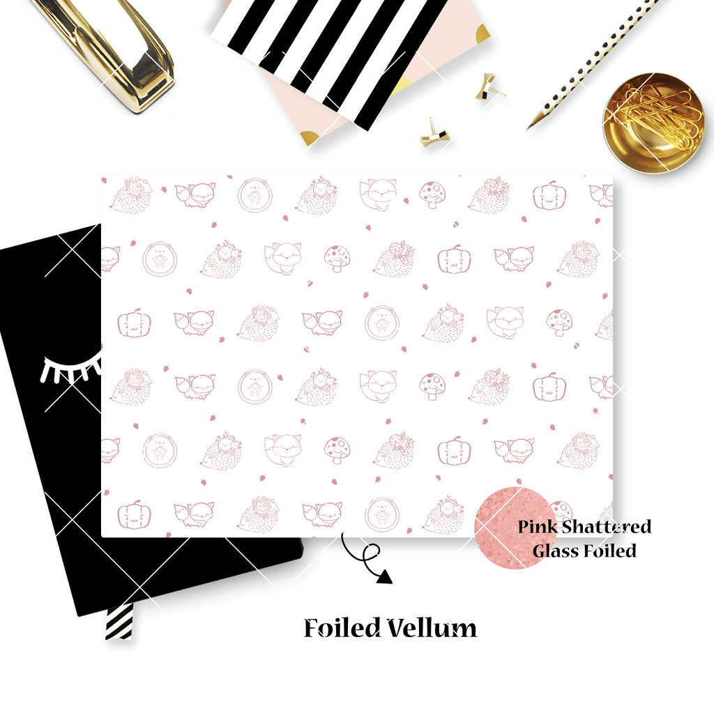 Vellum : Pink Shattered Glass Foiled // Warm & Fuzzy (Set of 2)