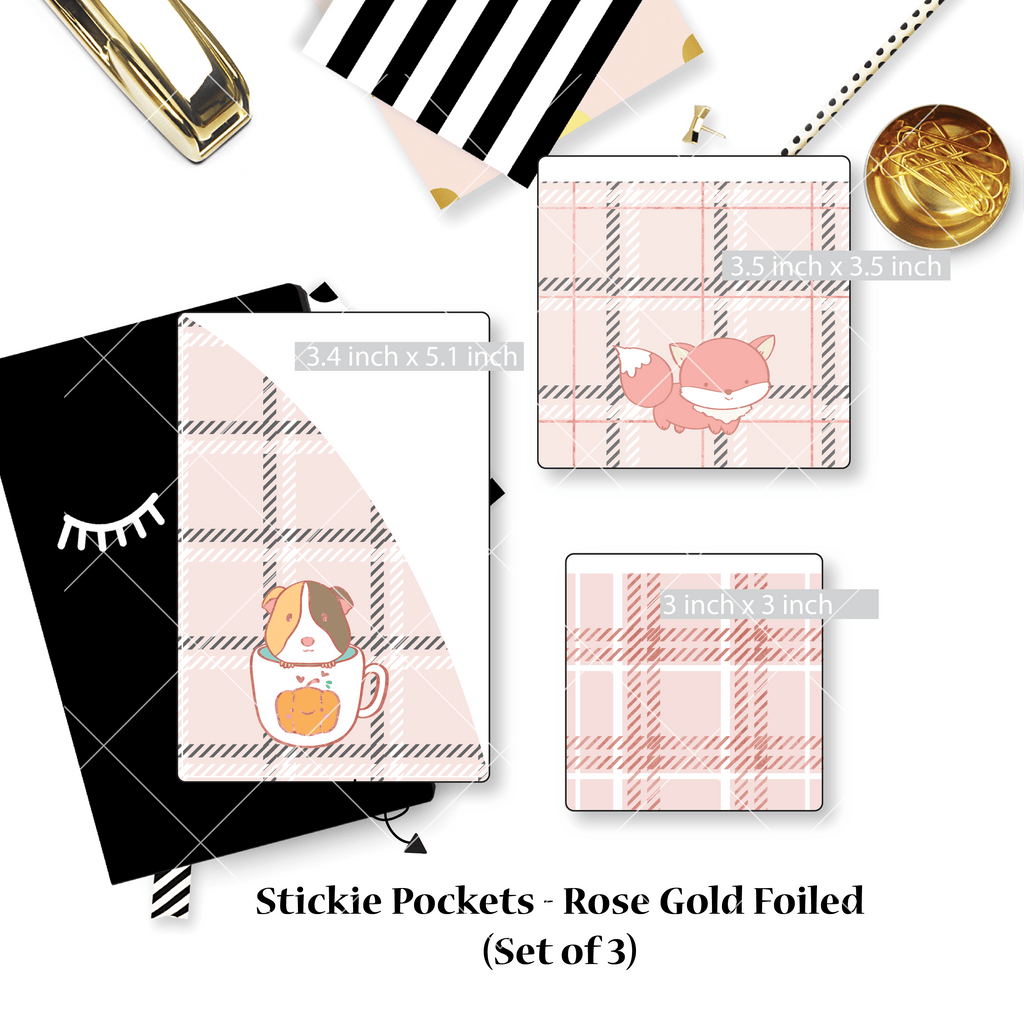 Stickie Pockets : Warm & Fuzzy //Rose Gold Foil (Set of 3)