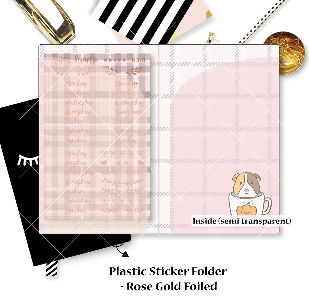 Regular Sticker Folder : Warm & Fuzzy // Hedgehog Sticker Storage Folder (Rose Gold Foiled)