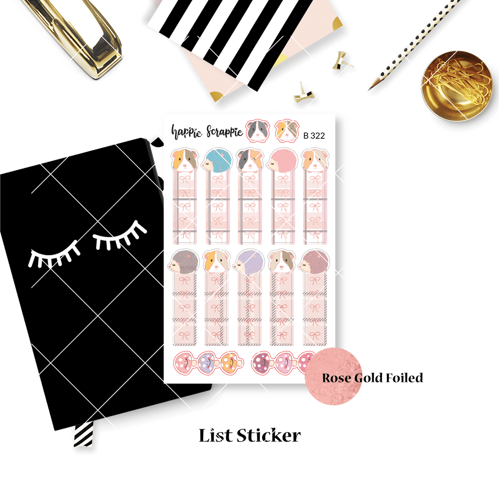 Planner Stickers : Warm & Fuzzy - Check List // Rose Gold Foil (B322)