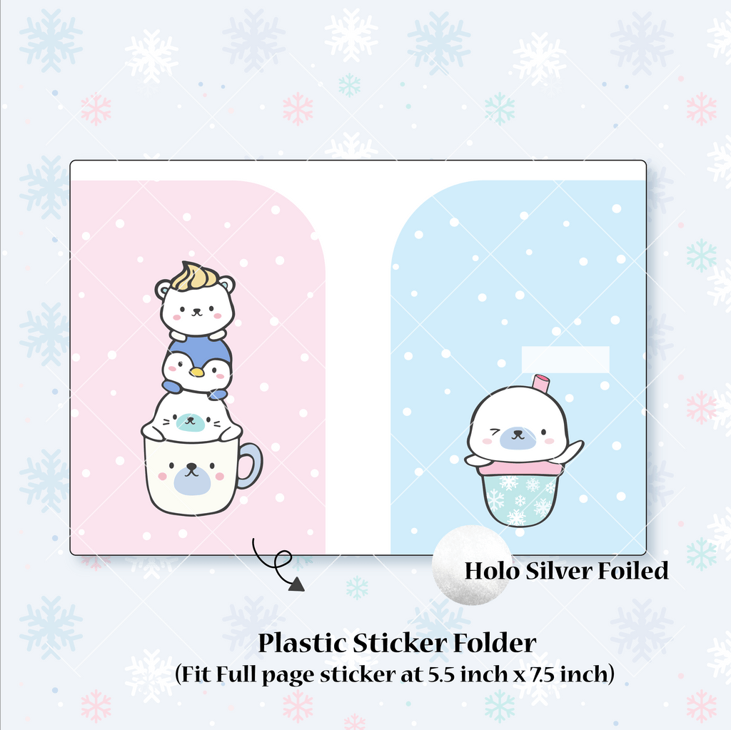 Jumbo Sticker Folder : Cozy Winter // Winter Animals (Holo Silver Foiled)